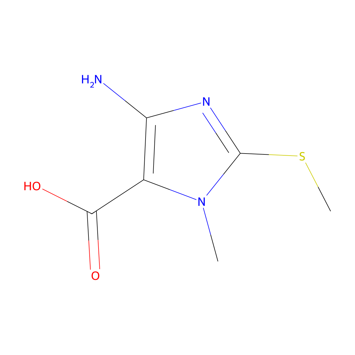 4-amino-1-methyl-2-(methylsulfanyl)-1H-imidazole-5-carboxylic acid molecular structure, CAS 2383006-14-0