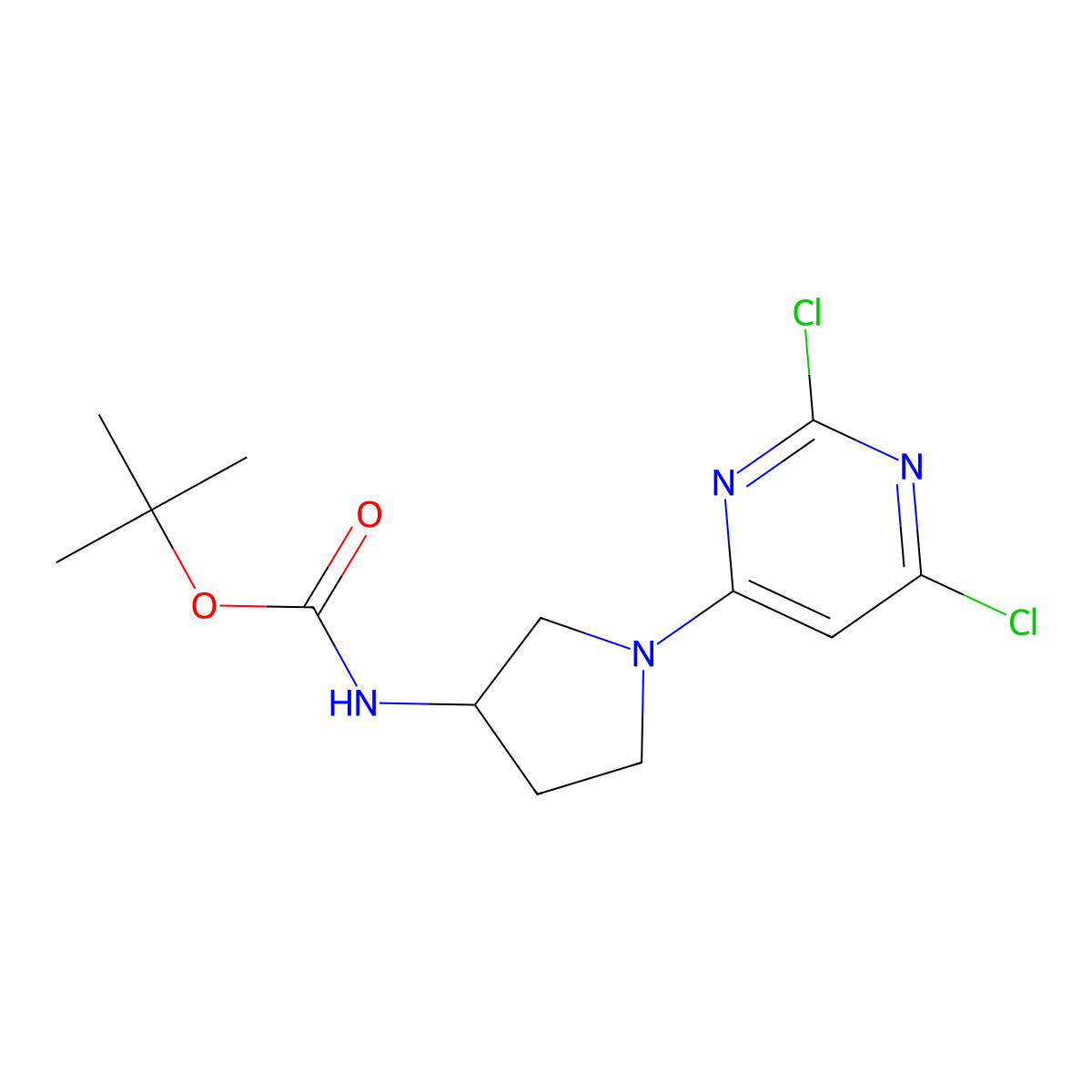 tert-butyl N-[1-(2,6-dichloropyrimidin-4-yl)pyrrolidin-3-yl]carbamate molecular structure, CAS 2383007-68-7