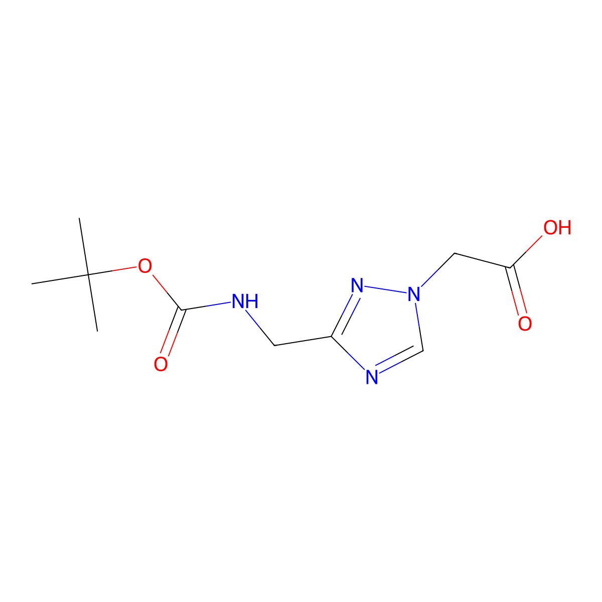 2-[3-({[(tert-butoxy)carbonyl]amino}methyl)-1H-1,2,4-triazol-1-yl]acetic acid molecular structure, CAS 2383013-47-4
