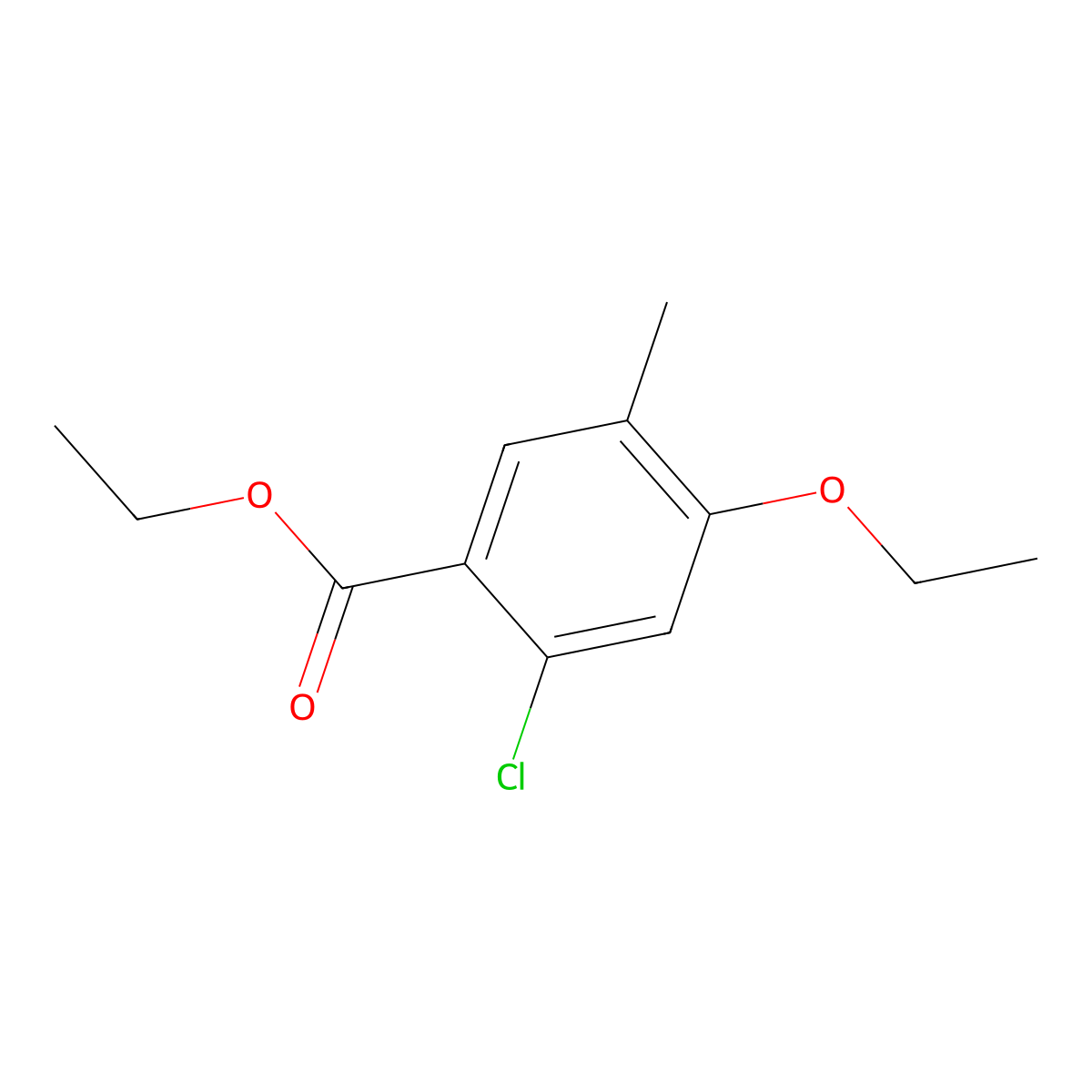 Ethyl 2-chloro-4-ethoxy-5-methylbenzoate molecular structure, CAS 2383014-96-6