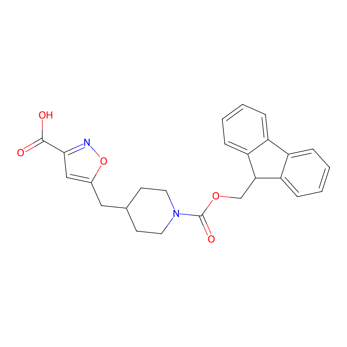 5-[(1-{[(9H-fluoren-9-yl)methoxy]carbonyl}piperidin-4-yl)methyl]-1,2-oxazole-3-carboxylic acid molecular structure, CAS 2383015-10-7