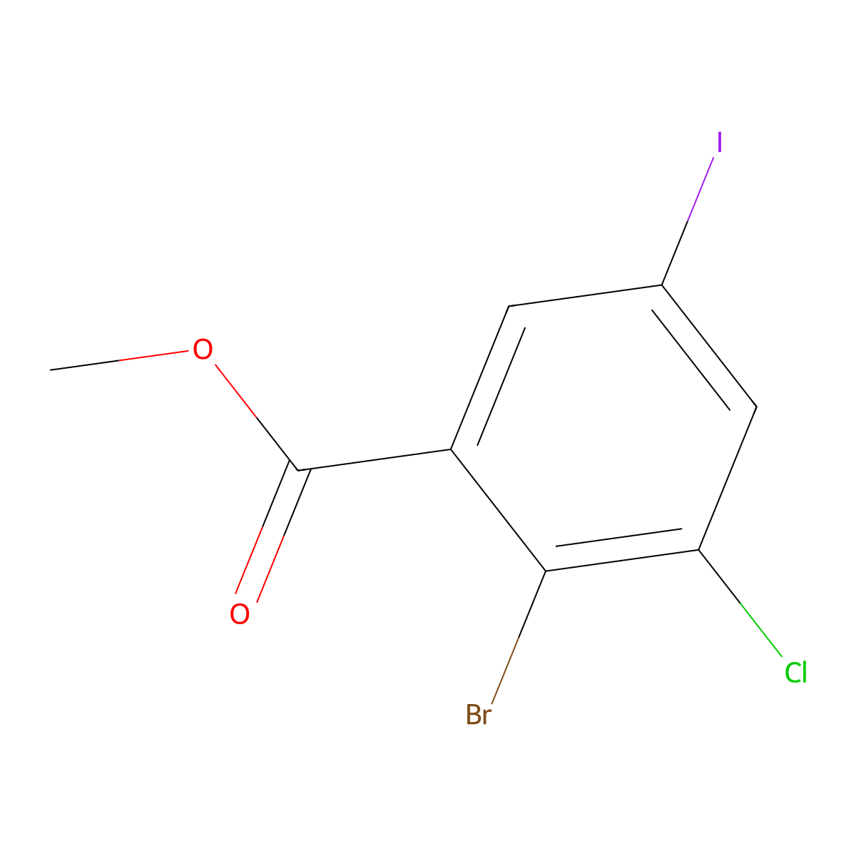 Methyl 2-bromo-3-chloro-5-iodobenzoate molecular structure, CAS 2383015-21-0