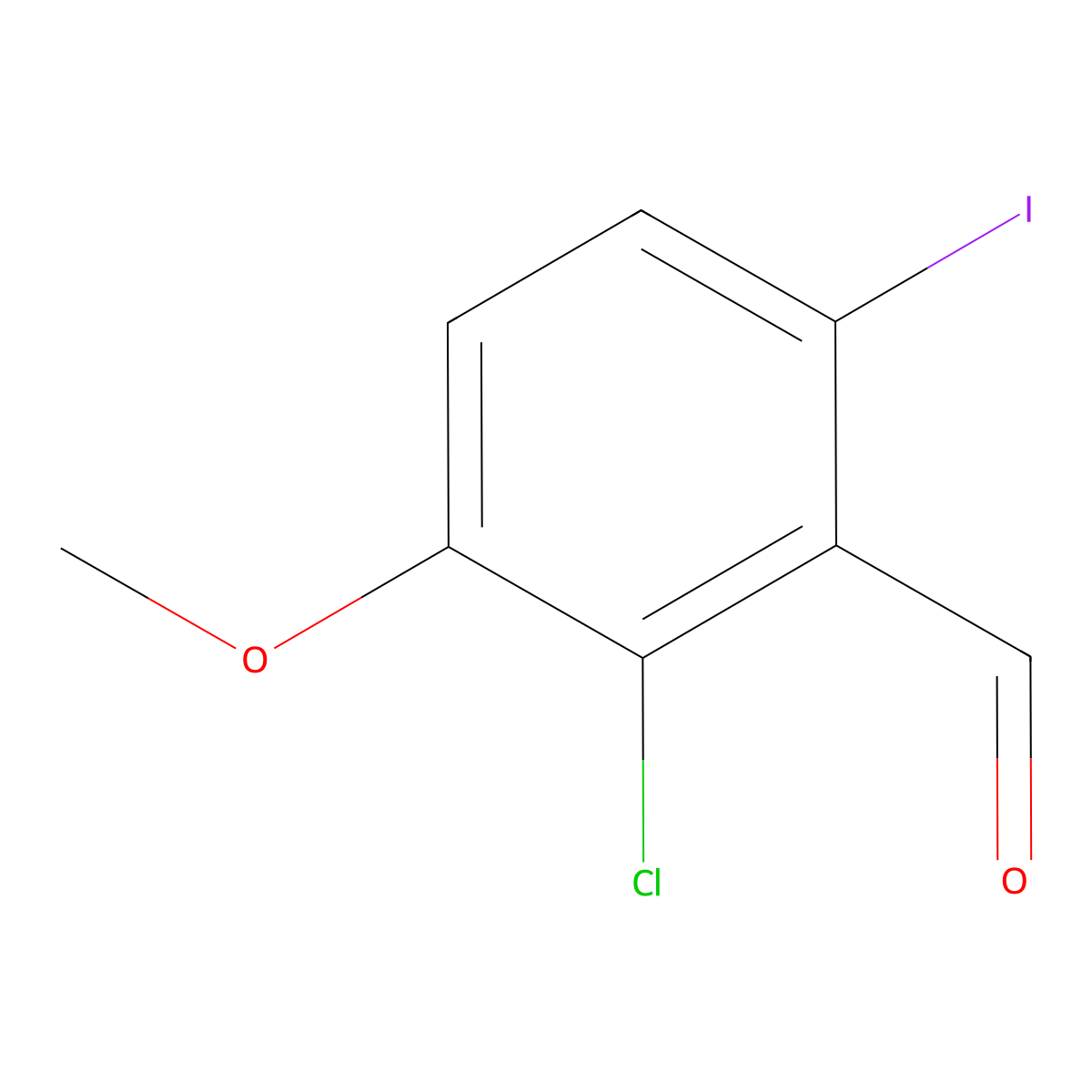 2-Chloro-6-iodo-3-methoxybenzaldehyde molecular structure, CAS 2383017-43-2