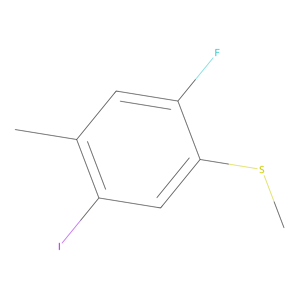(2-Fluoro-5-iodo-4-methylphenyl)(methyl)sulfane molecular structure, CAS 2383024-67-5