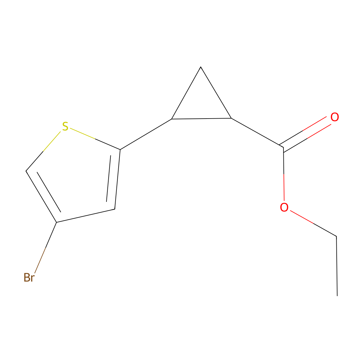 Ethyl 2-(4-bromothiophen-2-yl)cyclopropanecarboxylate molecular structure, CAS 2383025-94-1