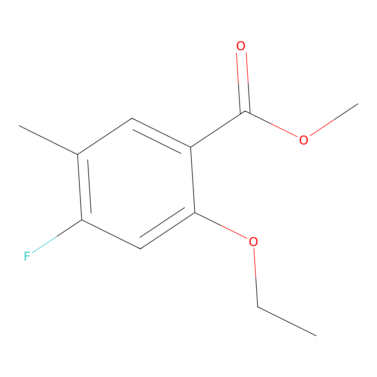Methyl 2-ethoxy-4-fluoro-5-methylbenzoate molecular structure, CAS 2383042-17-7