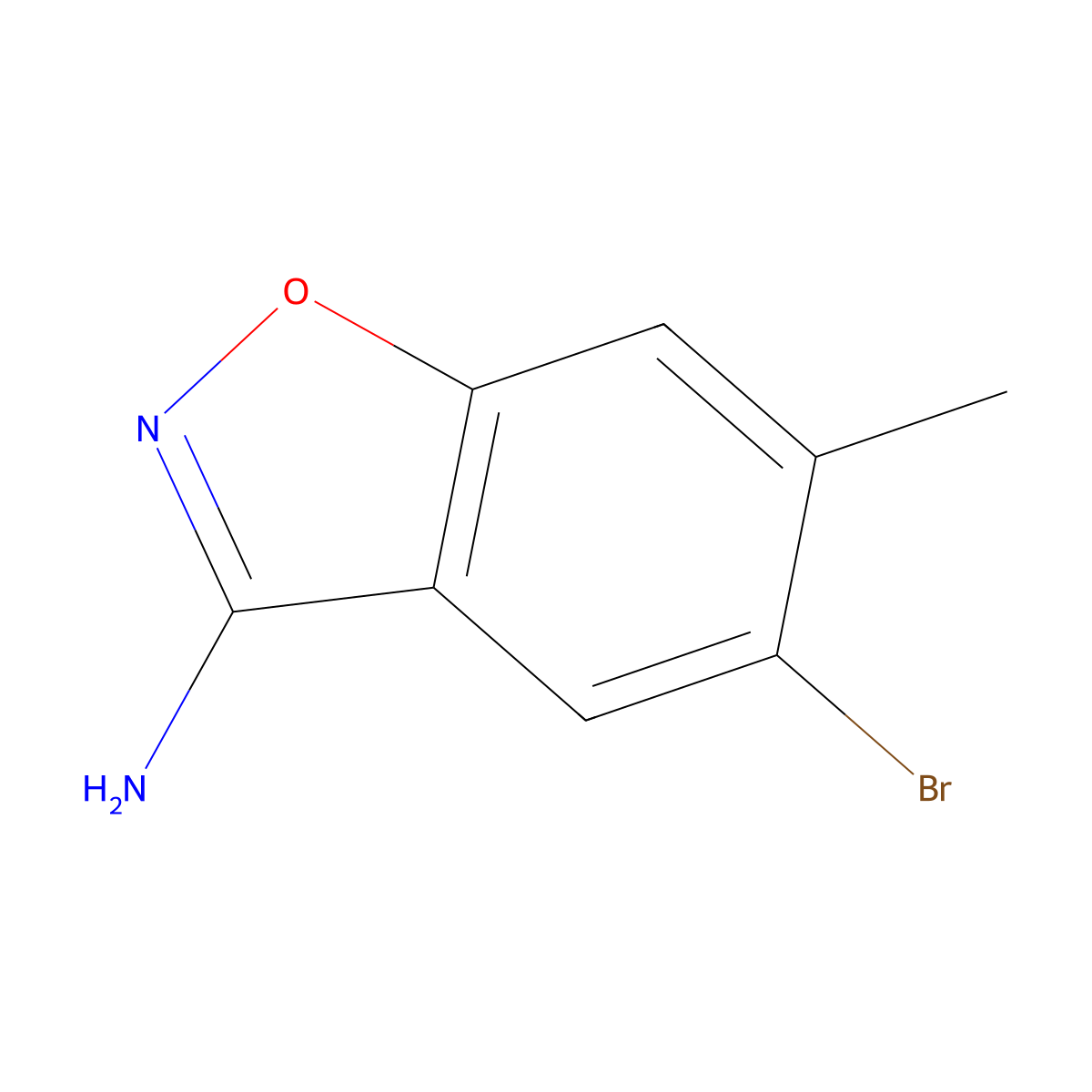 5-Bromo-6-methyl-1,2-benzisoxazol-3-amine molecular structure, CAS 2383043-71-6