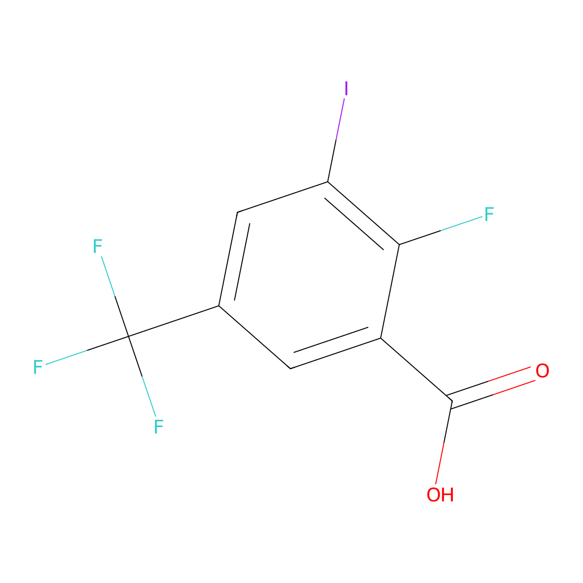 2-Fluoro-3-iodo-5-(trifluoromethyl)benzoic acid molecular structure, CAS 2383044-23-1