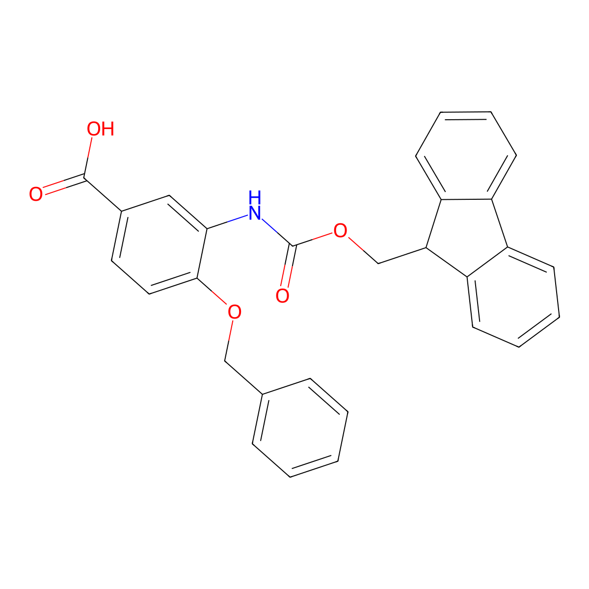 4-(benzyloxy)-3-({[(9H-fluoren-9-yl)methoxy]carbonyl}amino)benzoic acid molecular structure, CAS 2383046-61-3