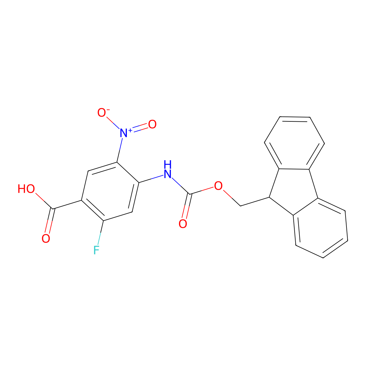 4-({[(9H-fluoren-9-yl)methoxy]carbonyl}amino)-2-fluoro-5-nitrobenzoic acid molecular structure, CAS 2383054-33-7