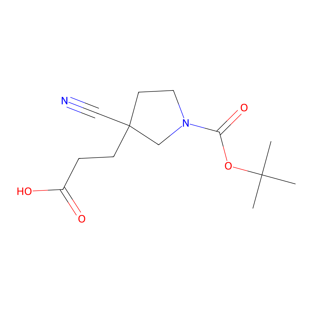 3-(1-Boc-3-cyanopyrrolidin-3-YL)propanoic acid molecular structure, CAS 2383054-51-9