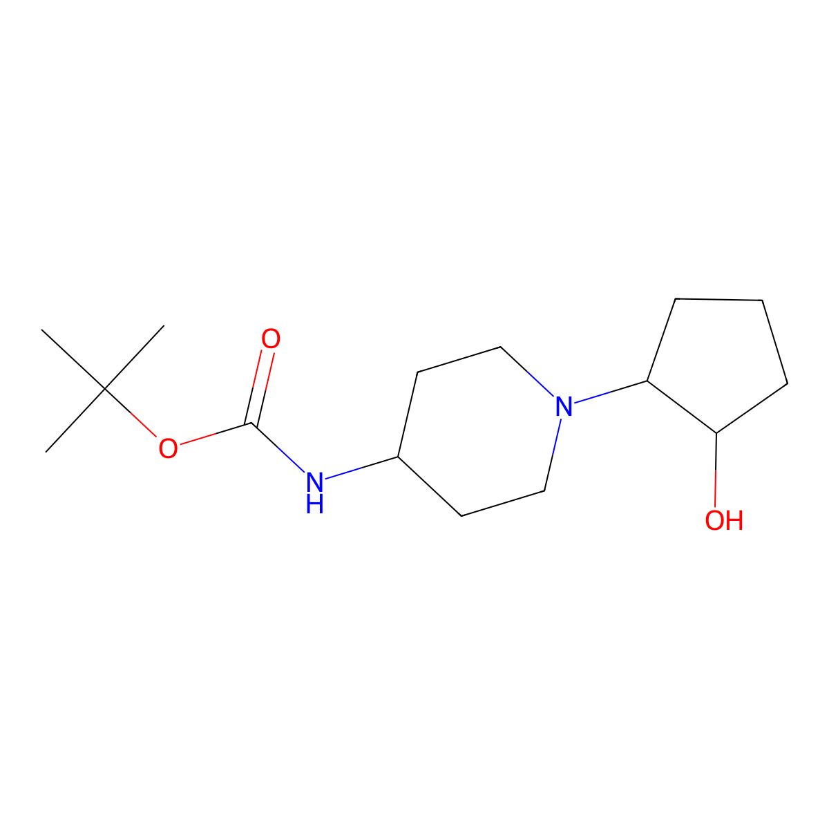 tert-butyl N-[1-(2-hydroxycyclopentyl)piperidin-4-yl]carbamate molecular structure, CAS 2383055-10-3
