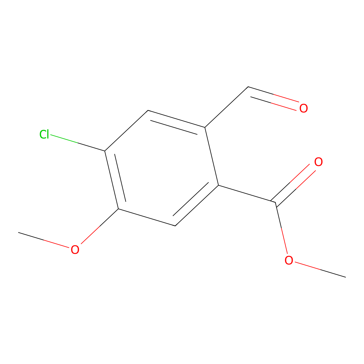 Methyl 4-chloro-2-formyl-5-methoxybenzoate molecular structure, CAS 2383058-82-8