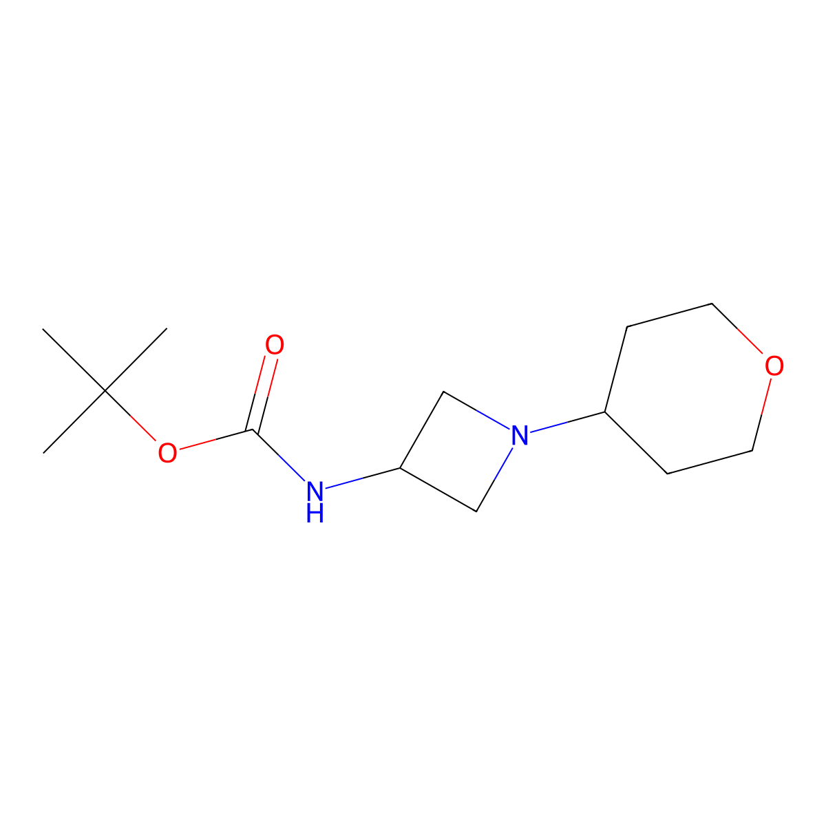 tert-butyl N-[1-(oxan-4-yl)azetidin-3-yl]carbamate molecular structure, CAS 2383069-61-0
