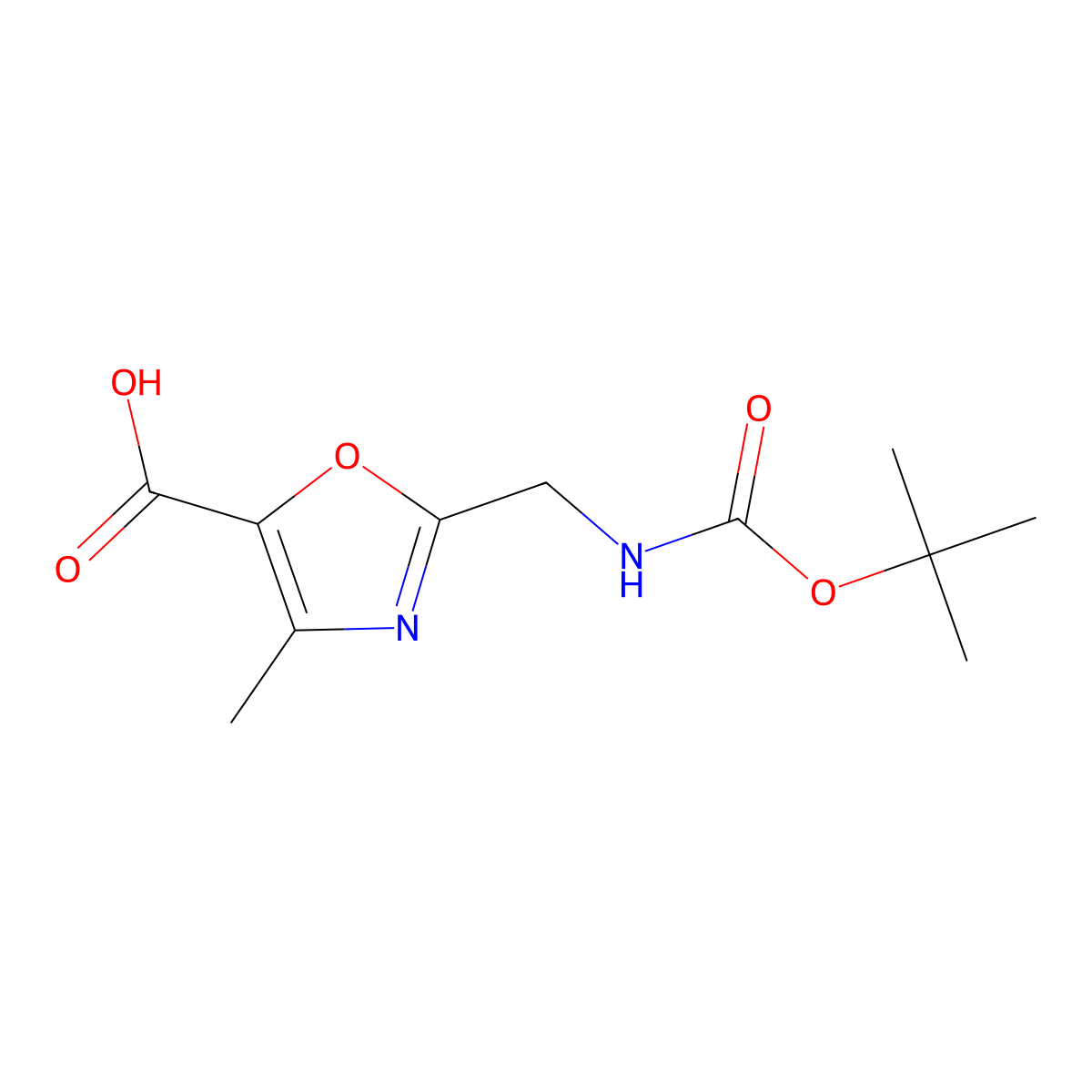 2-({[(Tert-butoxy)carbonyl]amino}methyl)-4-methyl-1,3-oxazole-5-carboxylic acid molecular structure, CAS 2383165-04-4
