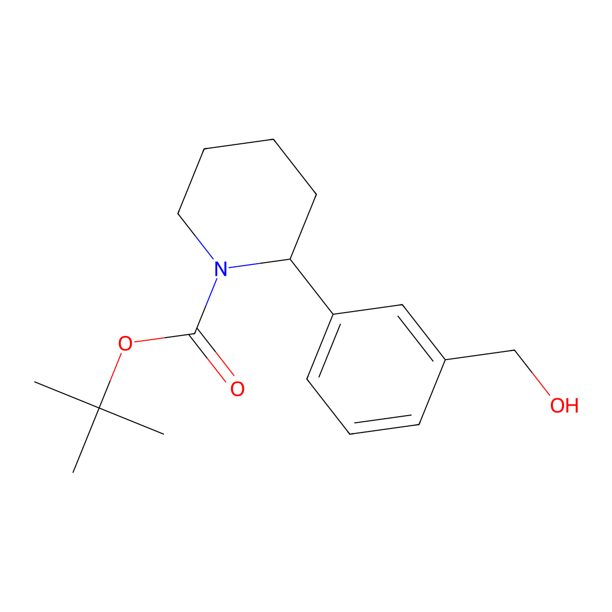 Tert-butyl 2-[3-(hydroxymethyl)phenyl]piperidine-1-carboxylate molecular structure, CAS 2383169-03-5