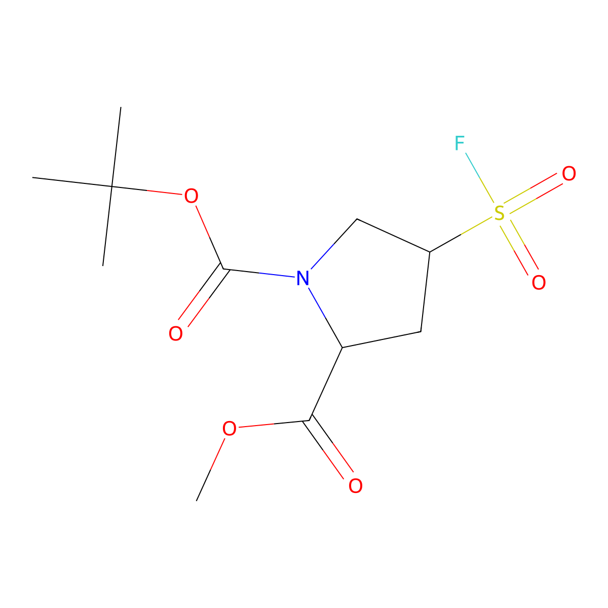 1-Tert-butyl 2-methyl 4-(fluorosulfonyl)pyrrolidine-1,2-dicarboxylate molecular structure, CAS 2383170-89-4