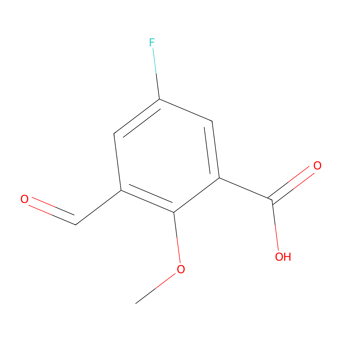 5-Fluoro-3-formyl-2-methoxybenzoic acid molecular structure, CAS 2383210-04-4