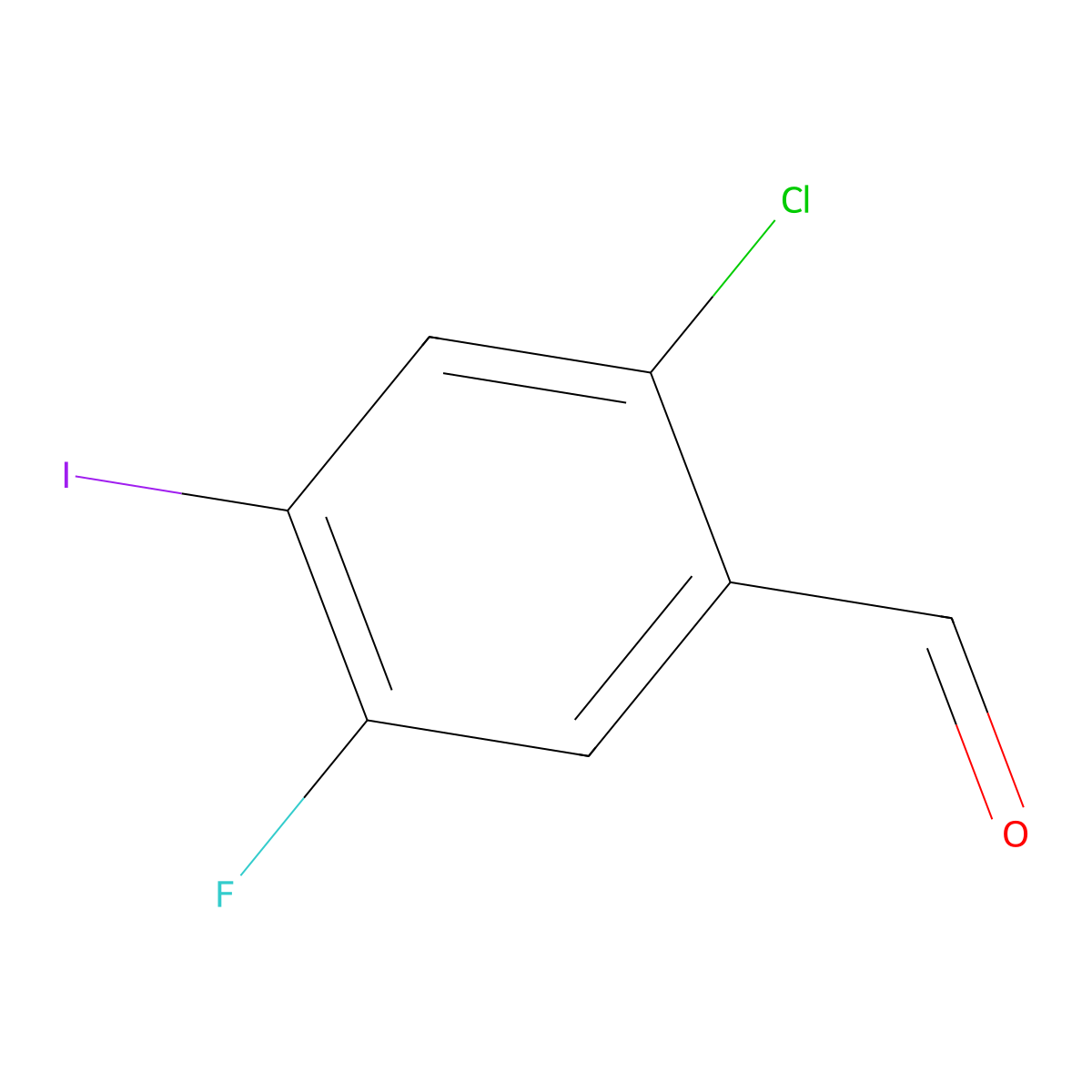 2-Chloro-5-fluoro-4-iodobenzaldehyde molecular structure, CAS 2383210-09-9