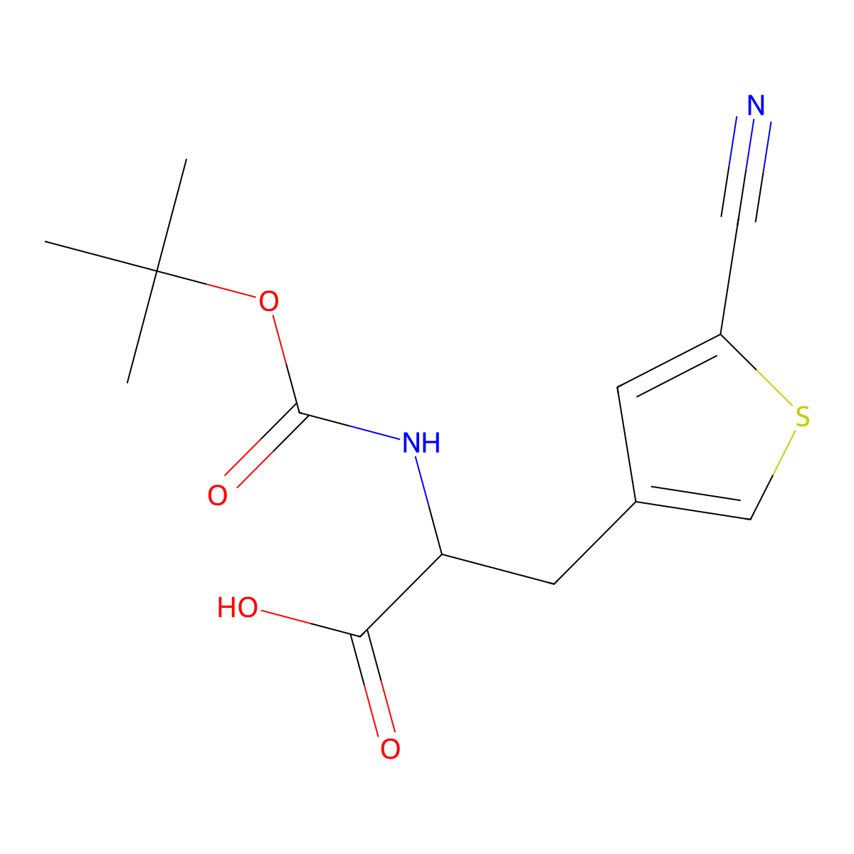 2-{[(Tert-butoxy)carbonyl]amino}-3-(5-cyanothiophen-3-yl)propanoic acid molecular structure, CAS 2383230-64-4