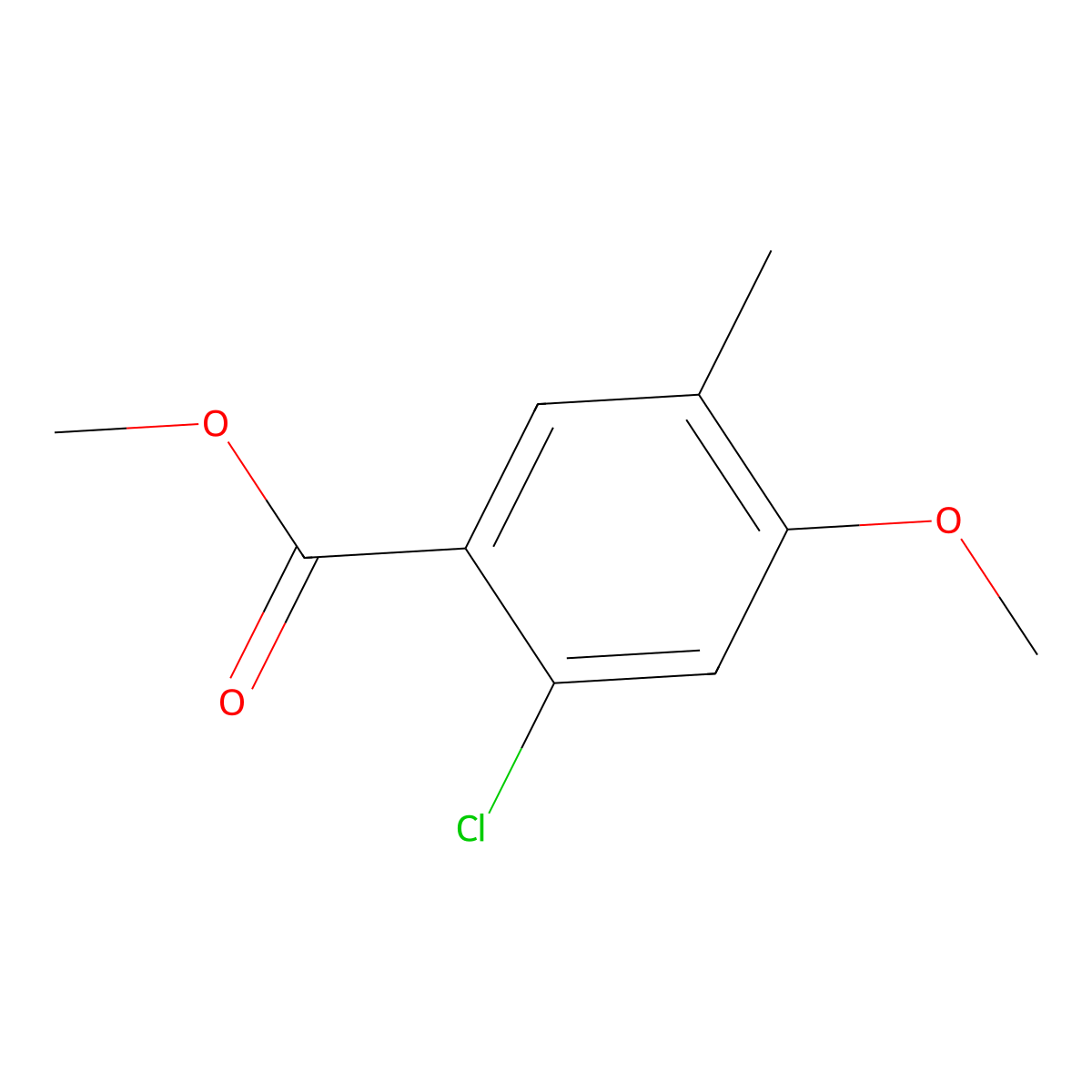 Methyl 2-chloro-4-methoxy-5-methylbenzoate molecular structure, CAS 2383235-64-9