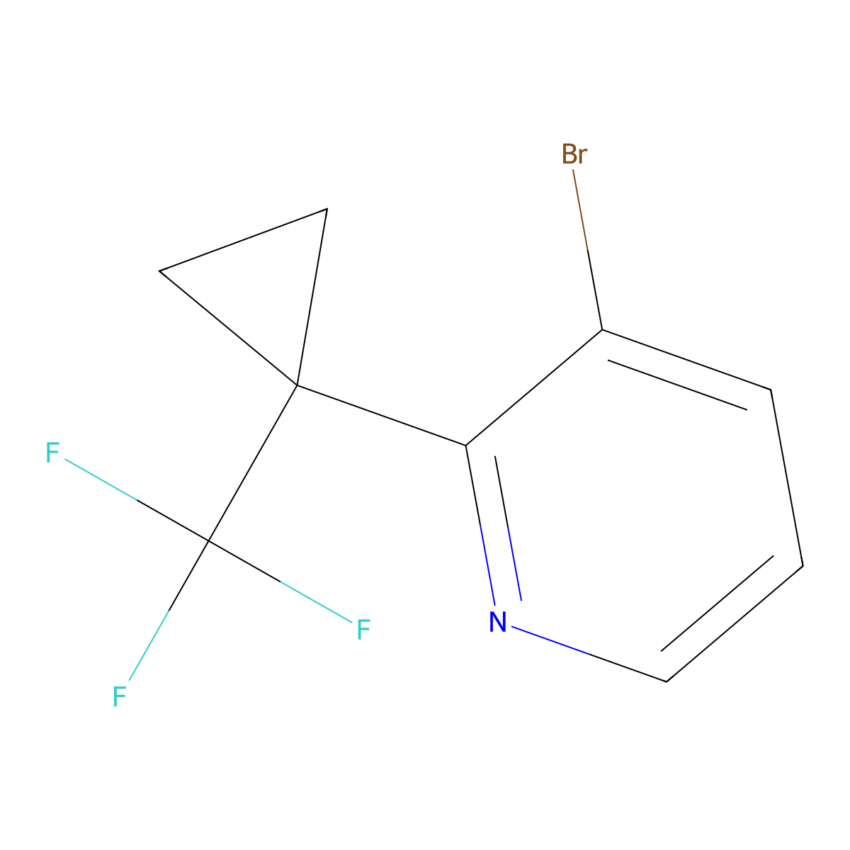 3-Bromo-2-(1-(trifluoromethyl)cyclopropyl)pyridine molecular structure, CAS 2383261-88-7