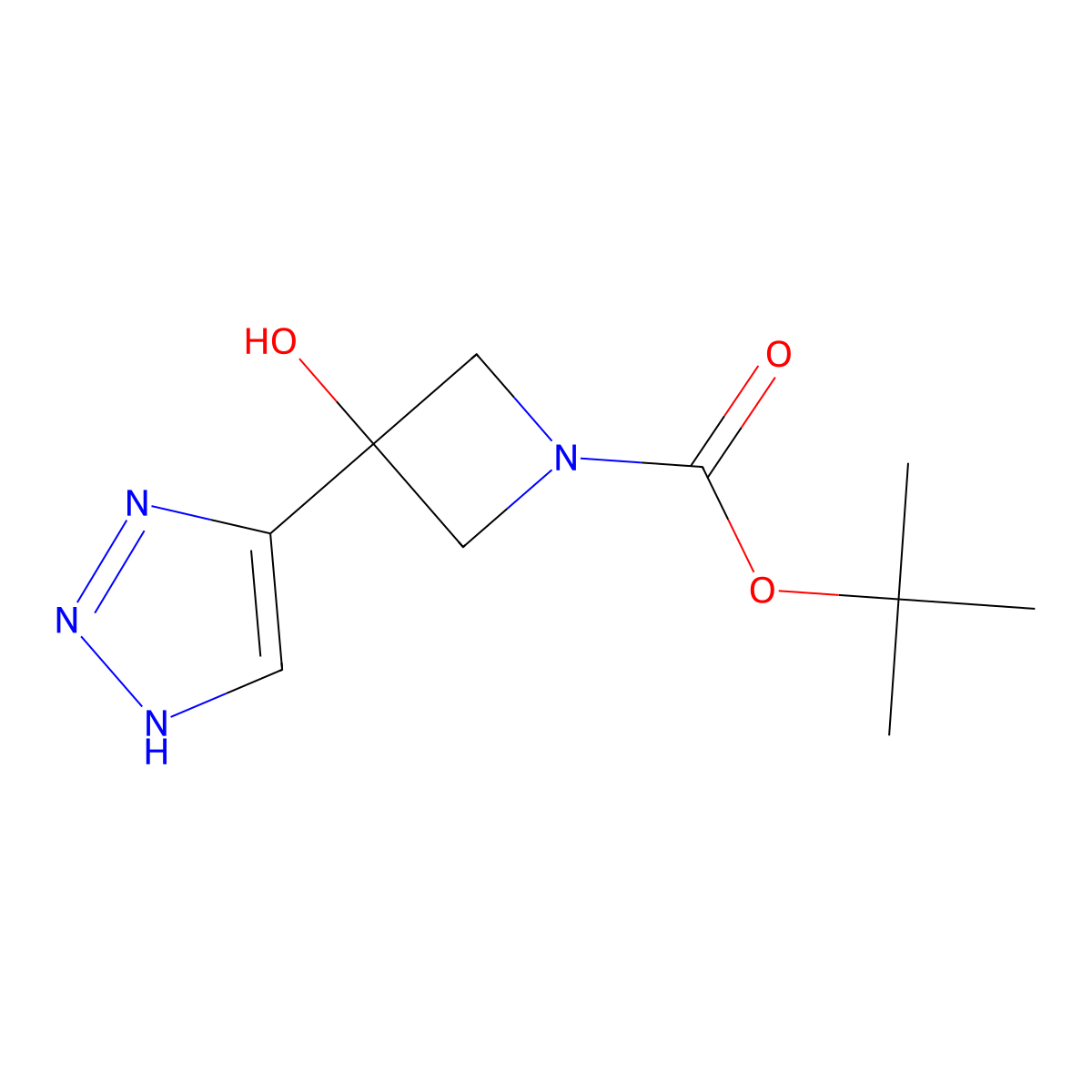 tert-butyl 3-hydroxy-3-(1H-1,2,3-triazol-4-yl)azetidine-1-carboxylate molecular structure, CAS 2383263-41-8