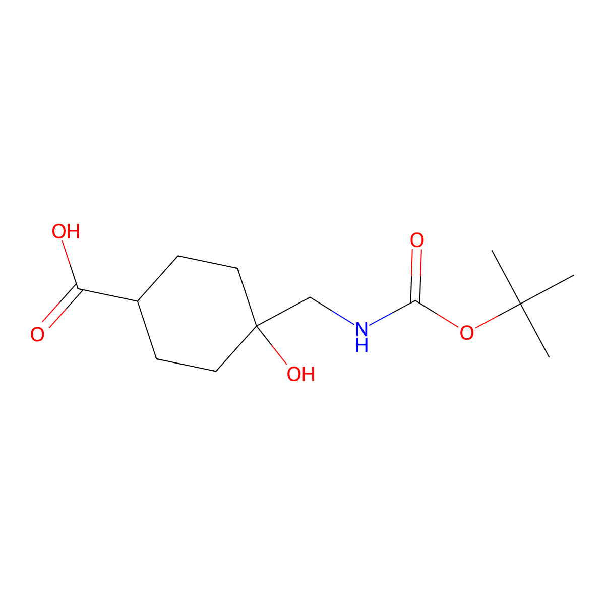 4-({[(Tert-butoxy)carbonyl]amino}methyl)-4-hydroxycyclohexane-1-carboxylic acid molecular structure, CAS 2383286-75-5