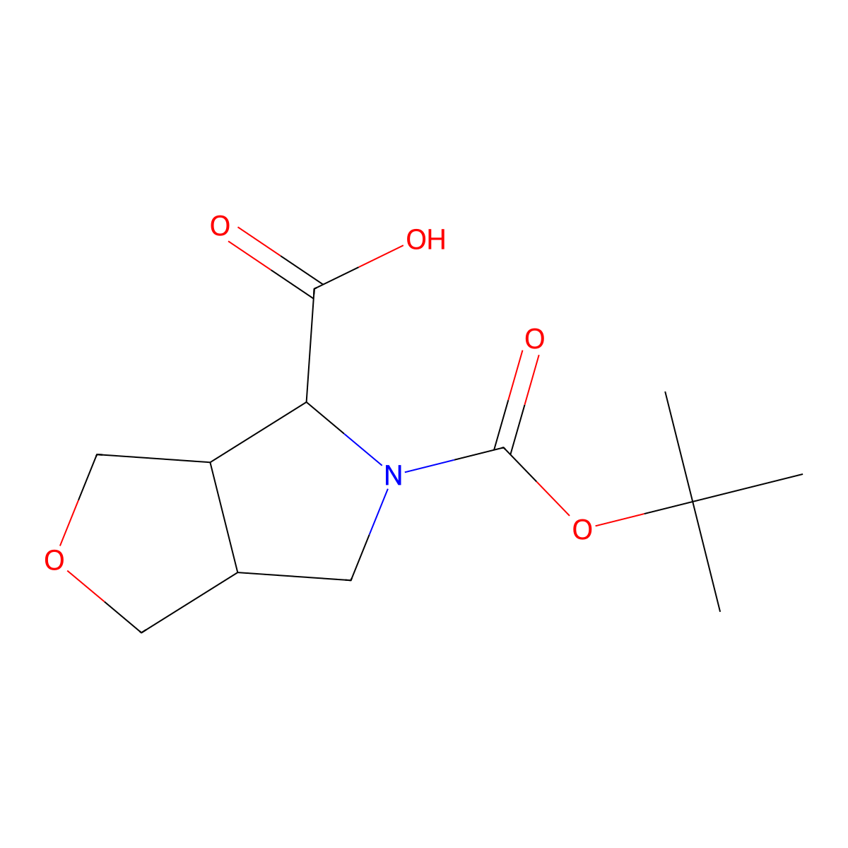 5-[(2-Methylpropan-2-yl)oxycarbonyl]-1,3,3a,4,6,6a-hexahydrofuro[3,4-c]pyrrole-4-carboxylic acid molecular structure, CAS 2383292-23-5