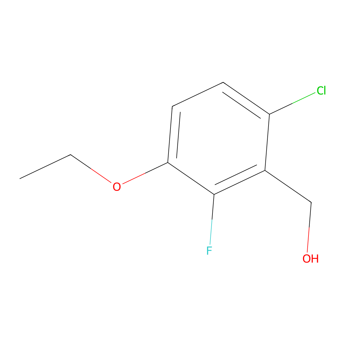 (6-Chloro-3-ethoxy-2-fluorophenyl)methanol molecular structure, CAS 2383299-47-4