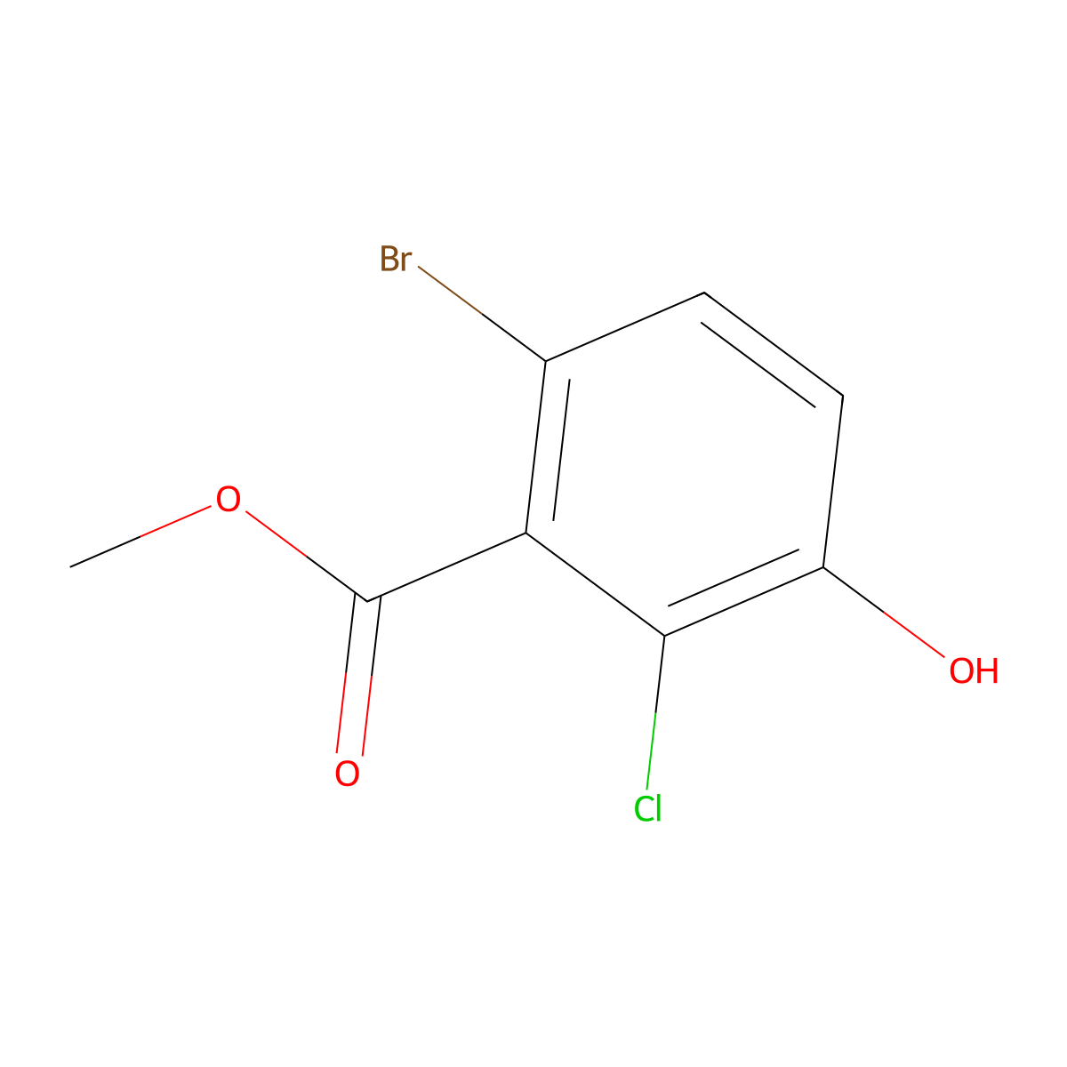 Methyl 6-bromo-2-chloro-3-hydroxybenzoate molecular structure, CAS 2383339-42-0