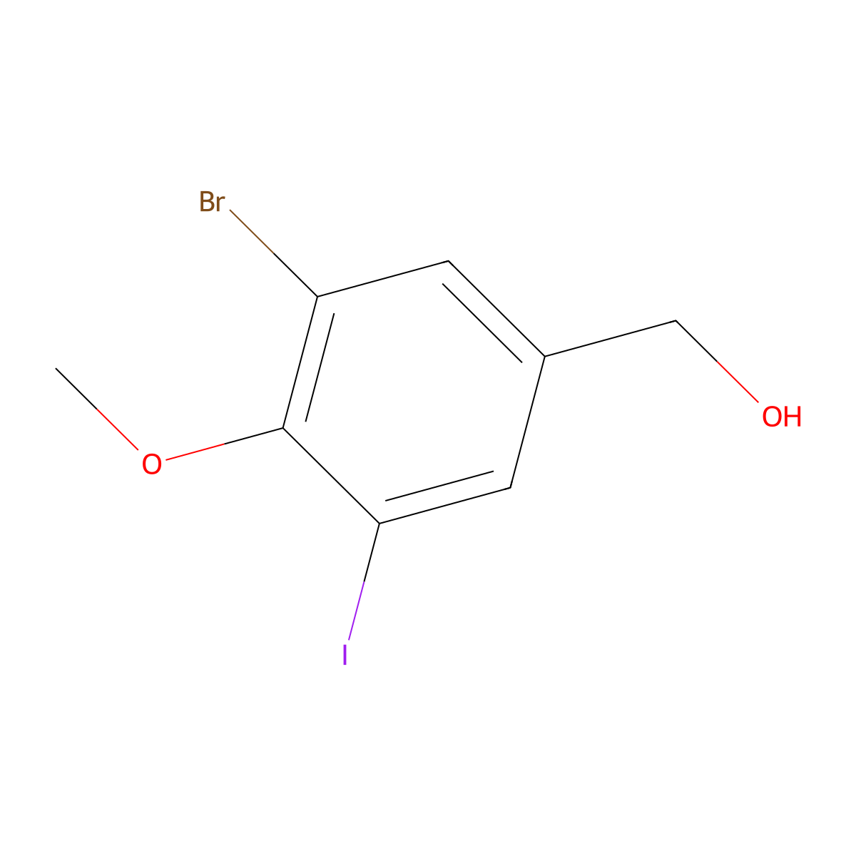 (3-Bromo-5-iodo-4-methoxyphenyl)methanol molecular structure, CAS 2383341-29-3
