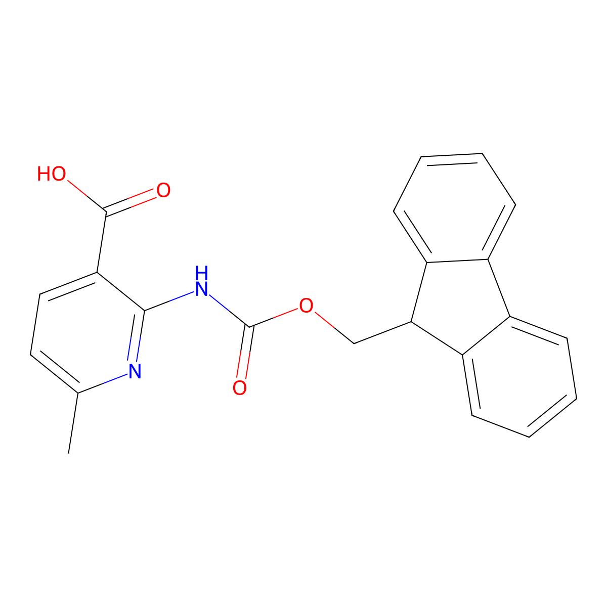 2-({[(9H-fluoren-9-yl)methoxy]carbonyl}amino)-6-methylpyridine-3-carboxylic acid molecular structure, CAS 2383343-98-2