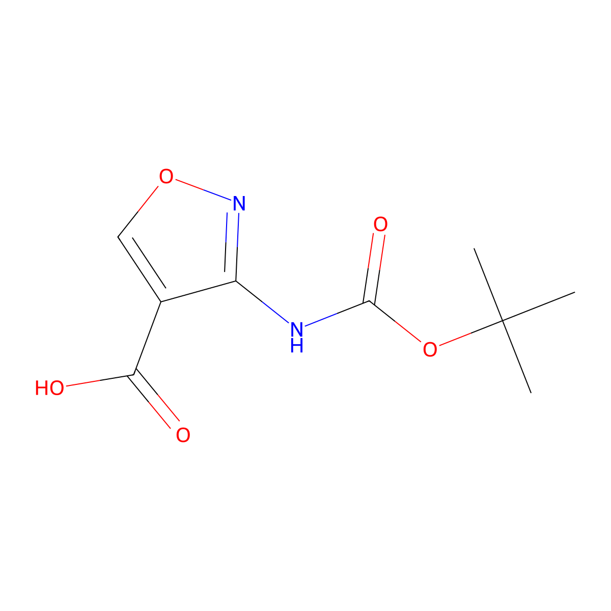 3-{[(Tert-butoxy)carbonyl]amino}-1,2-oxazole-4-carboxylic acid molecular structure, CAS 2383365-41-9