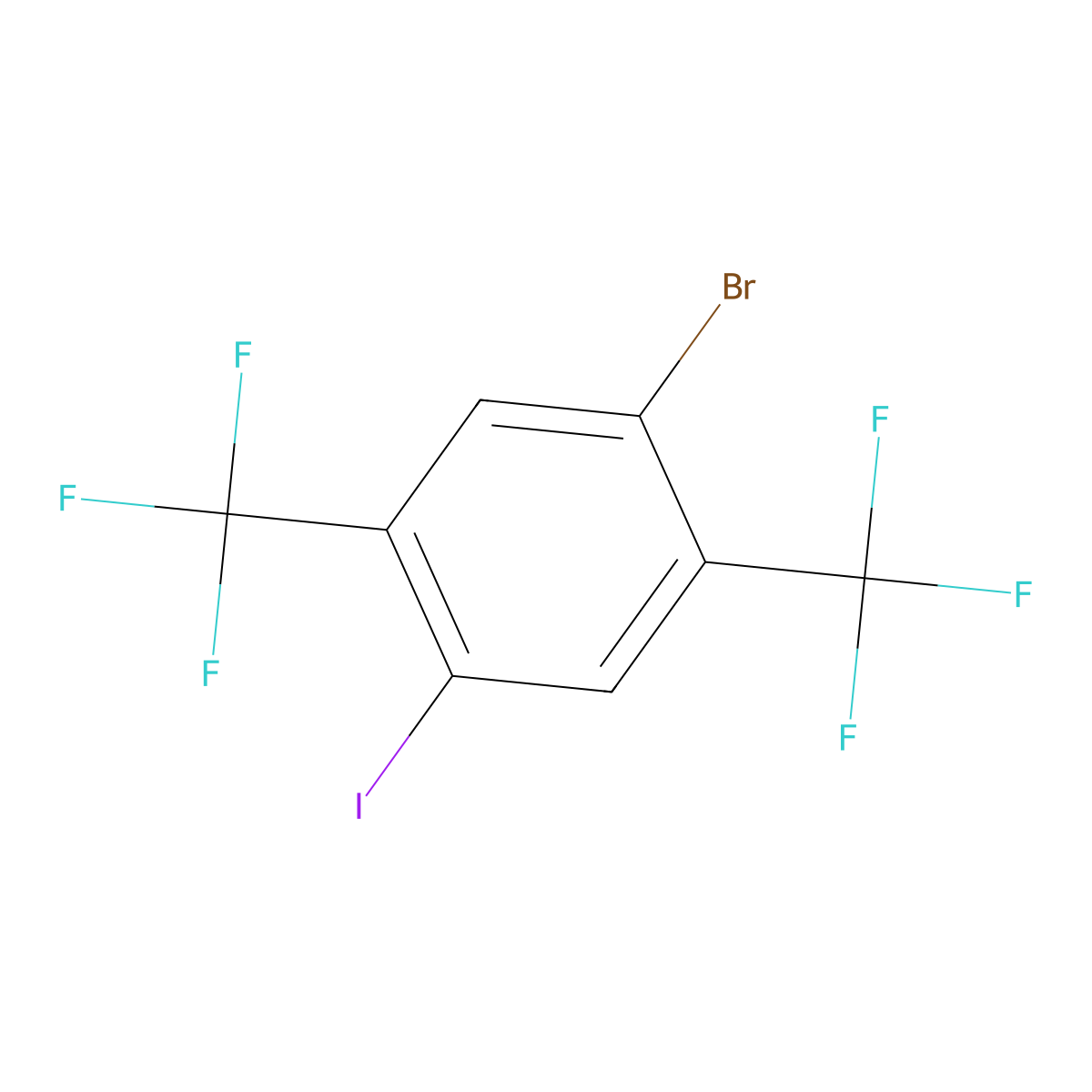 1-Bromo-4-iodo-2,5-bis(trifluoromethyl)benzene molecular structure, CAS 2383368-53-2