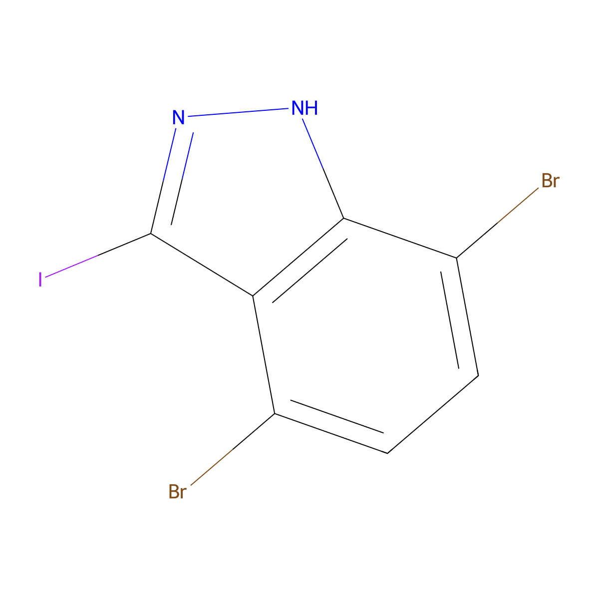 4,7-Dibromo-3-iodo-1H-indazole molecular structure, CAS 2383369-85-3