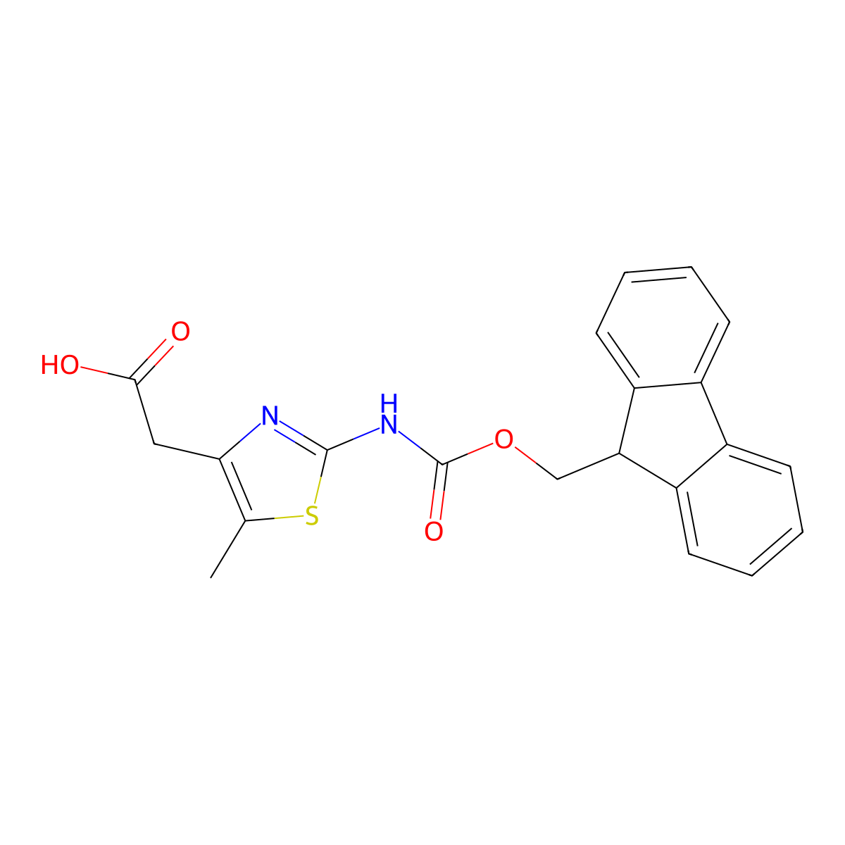 2-[2-({[(9H-fluoren-9-yl)methoxy]carbonyl}amino)-5-methyl-1,3-thiazol-4-yl]acetic acid molecular structure, CAS 2383374-97-6