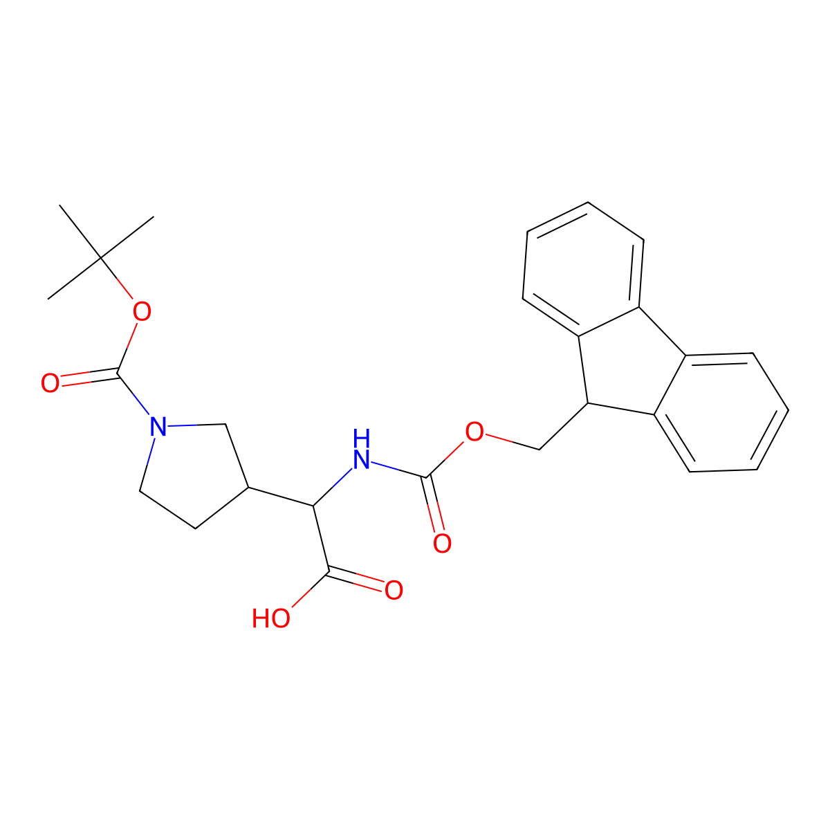 2-{1-[(tert-butoxy)carbonyl]pyrrolidin-3-yl}-2-({[(9H-fluoren-9-yl)methoxy]carbonyl}amino)acetic acid molecular structure, CAS 2383415-83-4
