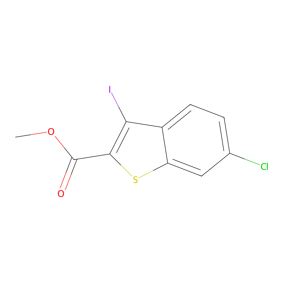 Methyl 6-chloro-3-iodobenzo[b]thiophene-2-carboxylate molecular structure, CAS 2383417-02-3