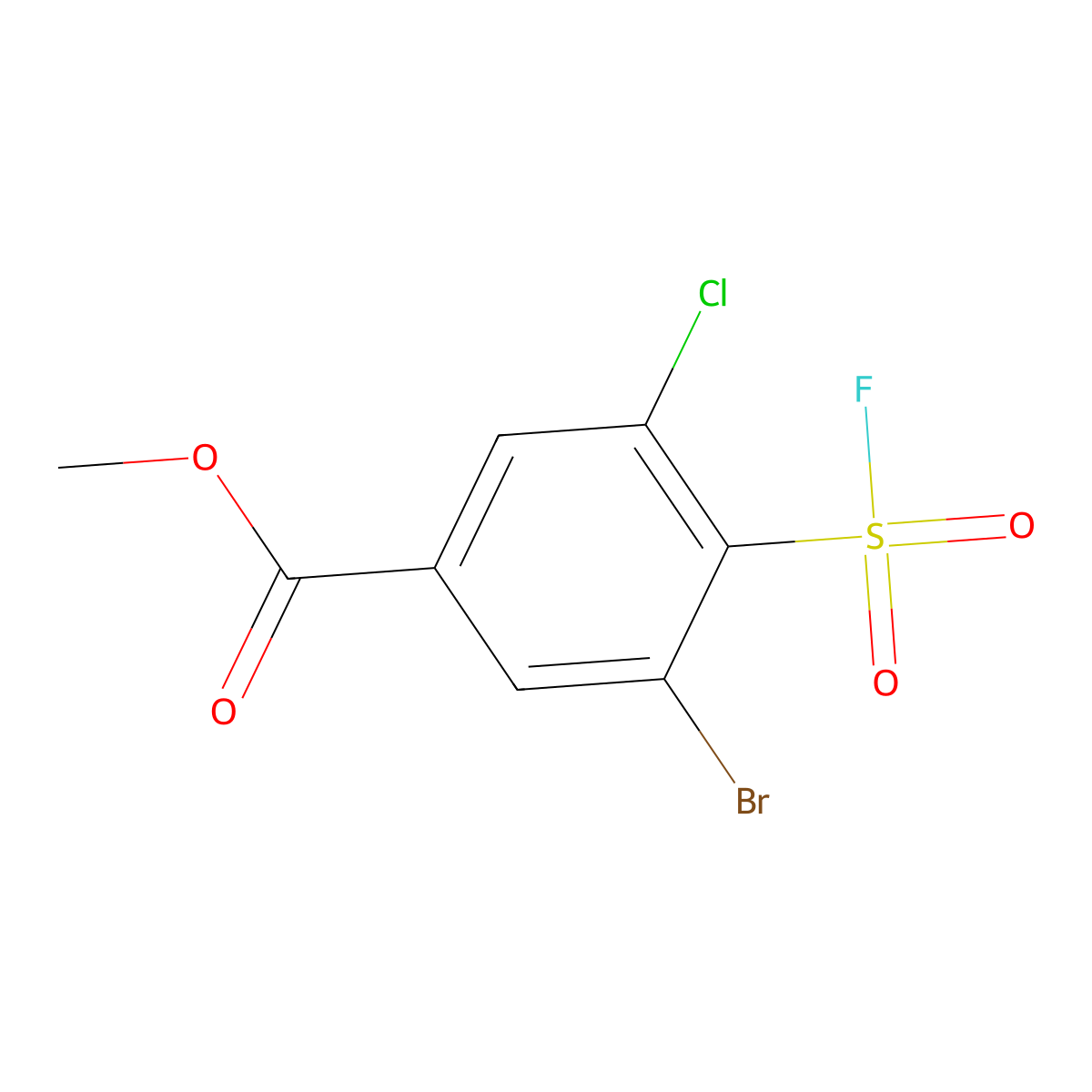 Methyl 3-bromo-5-chloro-4-(fluorosulfonyl)benzoate molecular structure, CAS 2383476-43-3