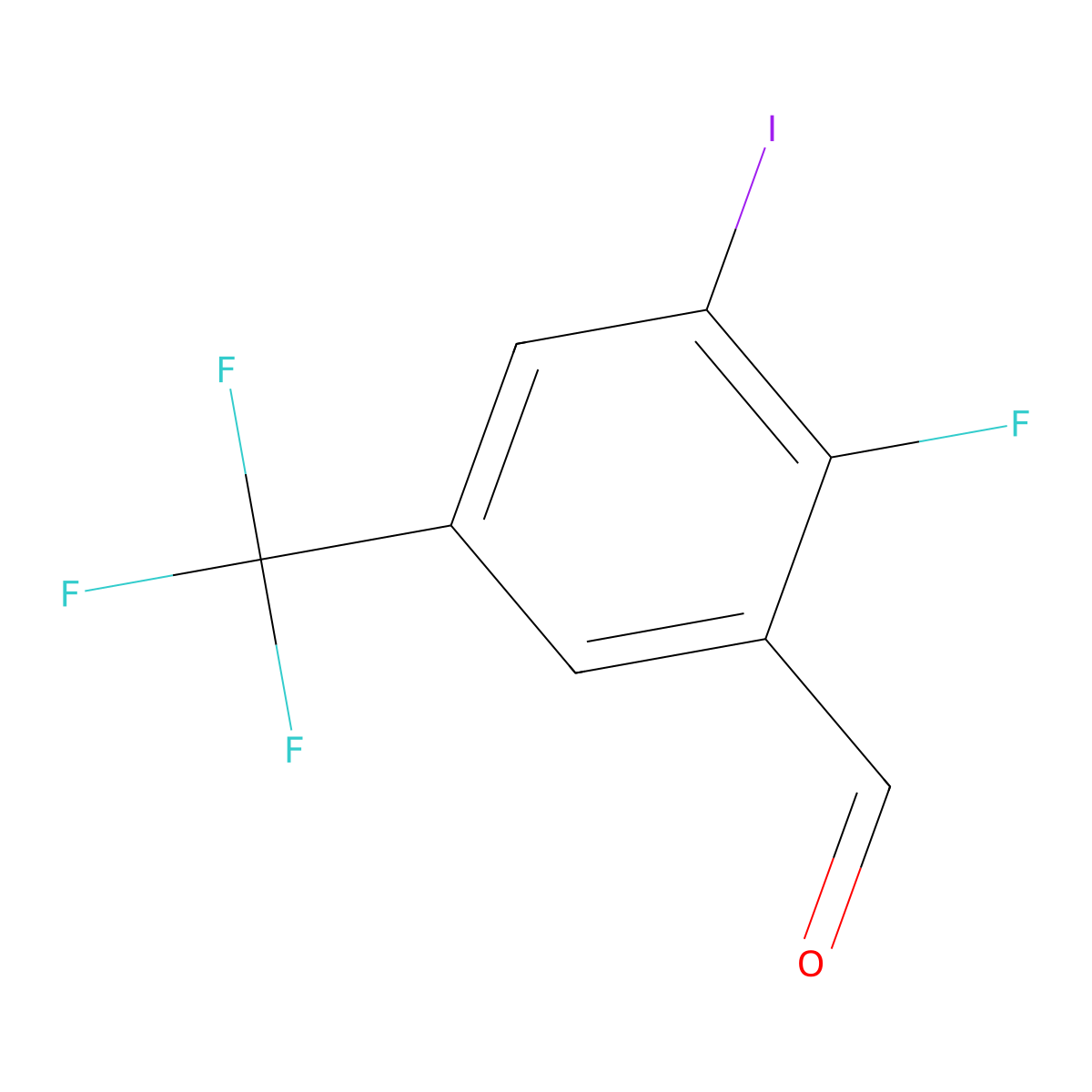 2-Fluoro-3-iodo-5-(trifluoromethyl)benzaldehyde molecular structure, CAS 2383484-25-9