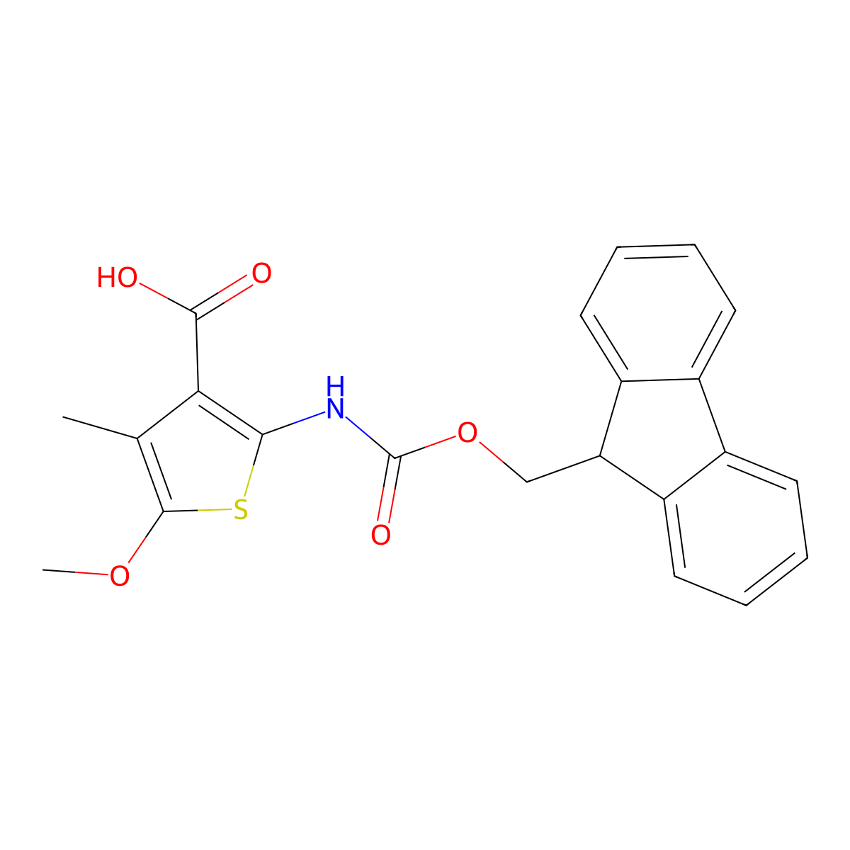 2-({[(9H-fluoren-9-yl)methoxy]carbonyl}amino)-5-methoxy-4-methylthiophene-3-carboxylic acid molecular structure, CAS 2383488-37-5