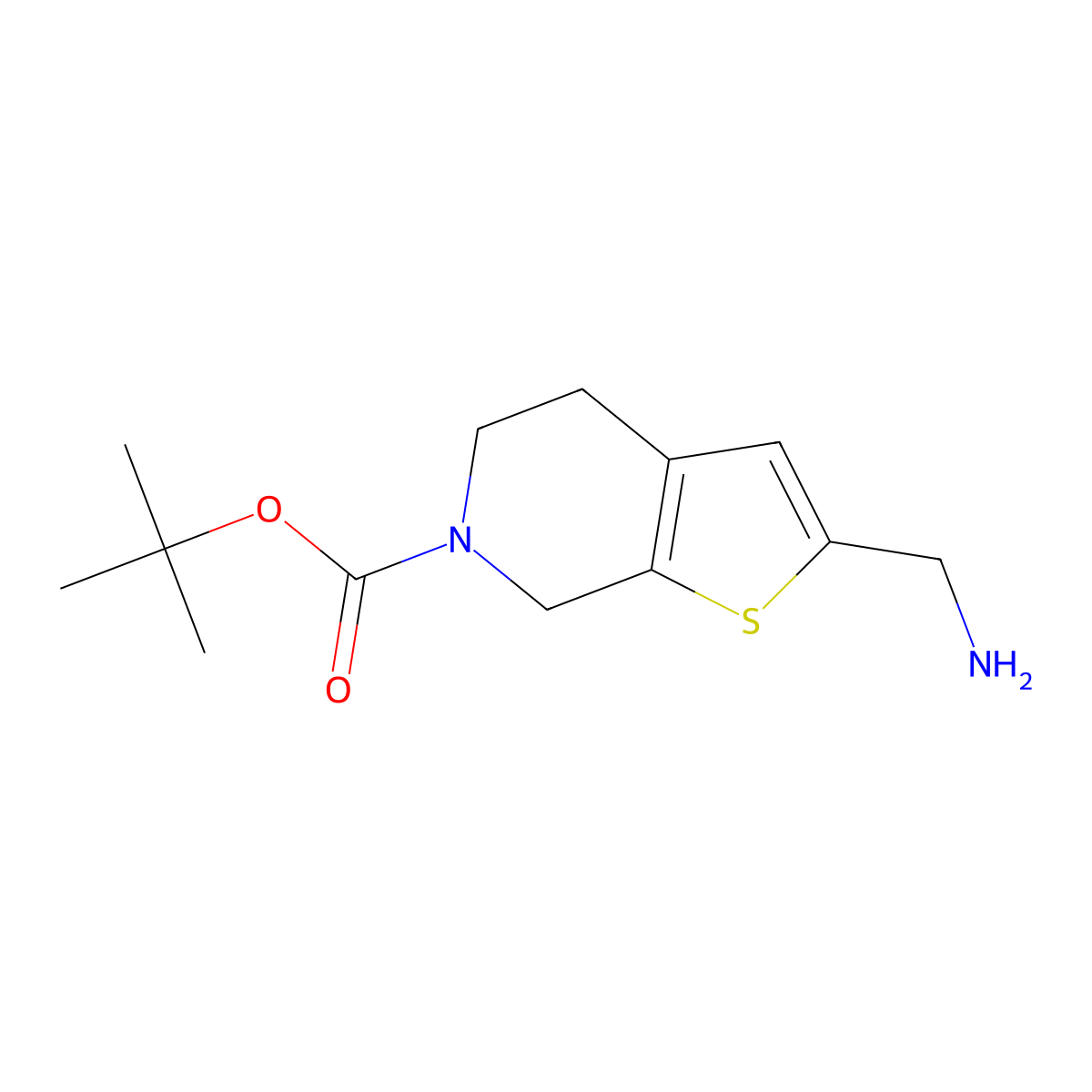 tert-butyl 2-(aminomethyl)-4H,5H,6H,7H-thieno[2,3-c]pyridine-6-carboxylate molecular structure, CAS 2383491-79-8