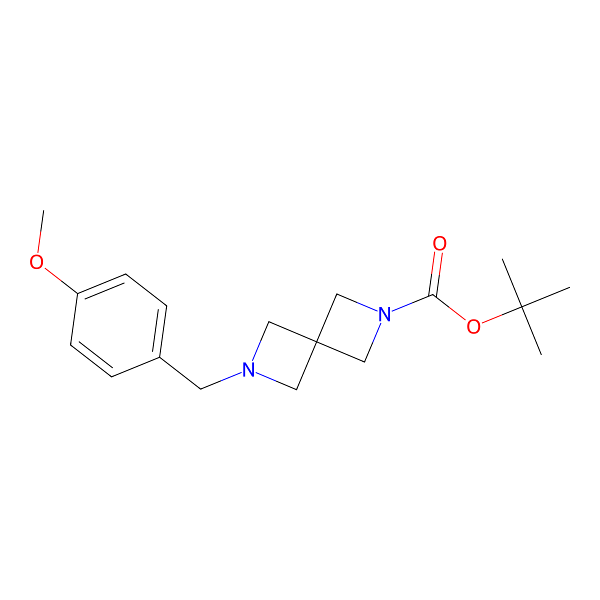 1,1-Dimethylethyl 6-[(4-methoxyphenyl)methyl]-2,6-diazaspiro[3.3]heptane-2-carboxylate molecular structure, CAS 2383505-67-5
