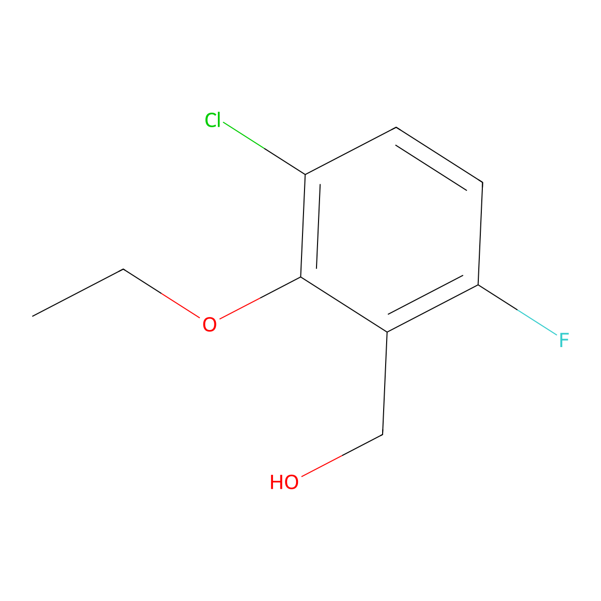 (3-Chloro-2-ethoxy-6-fluorophenyl)methanol molecular structure, CAS 2383513-58-2