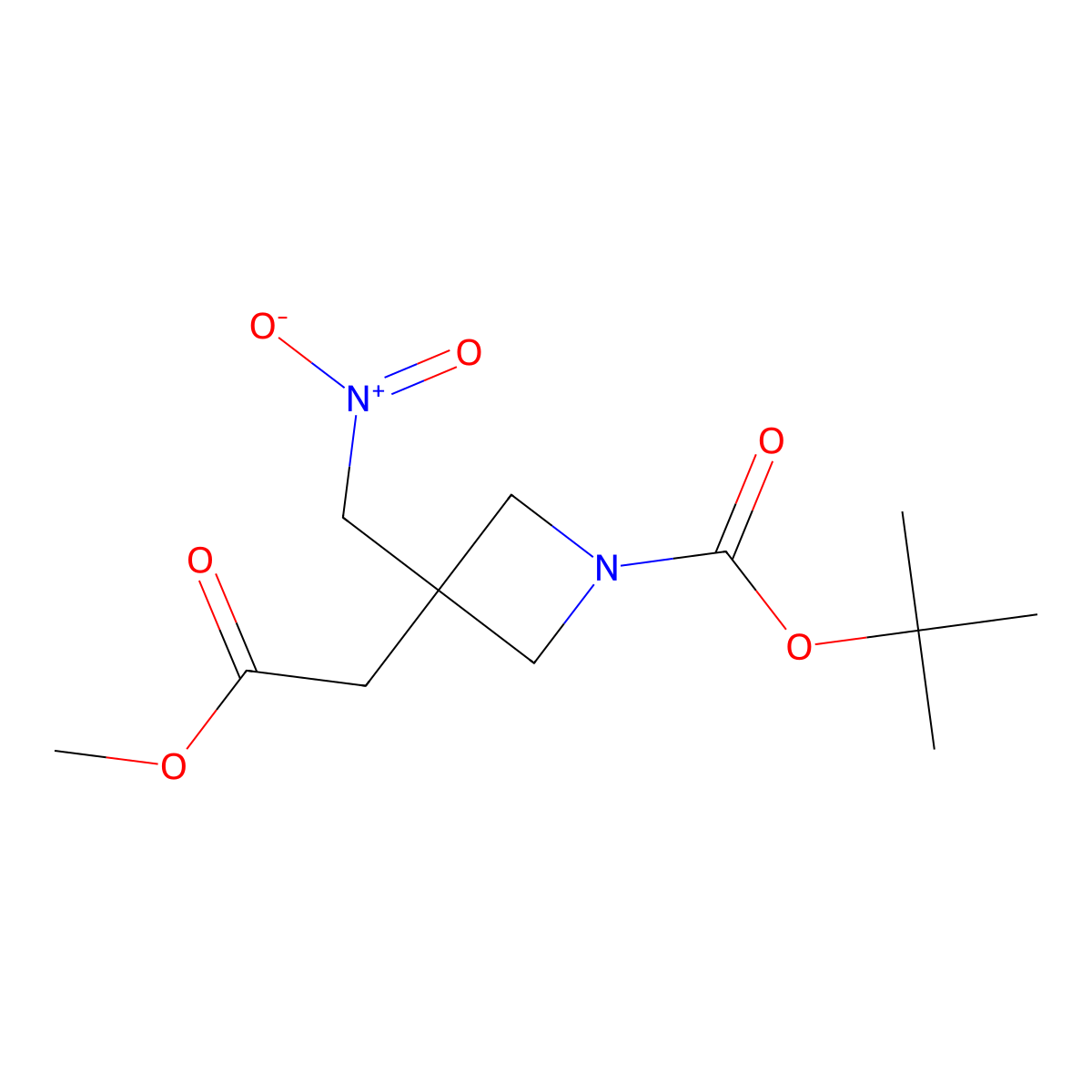 Tert-butyl 3-(2-methoxy-2-oxo-ethyl)-3-(nitromethyl)azetidine-1-carboxylate molecular structure, CAS 2383514-43-8