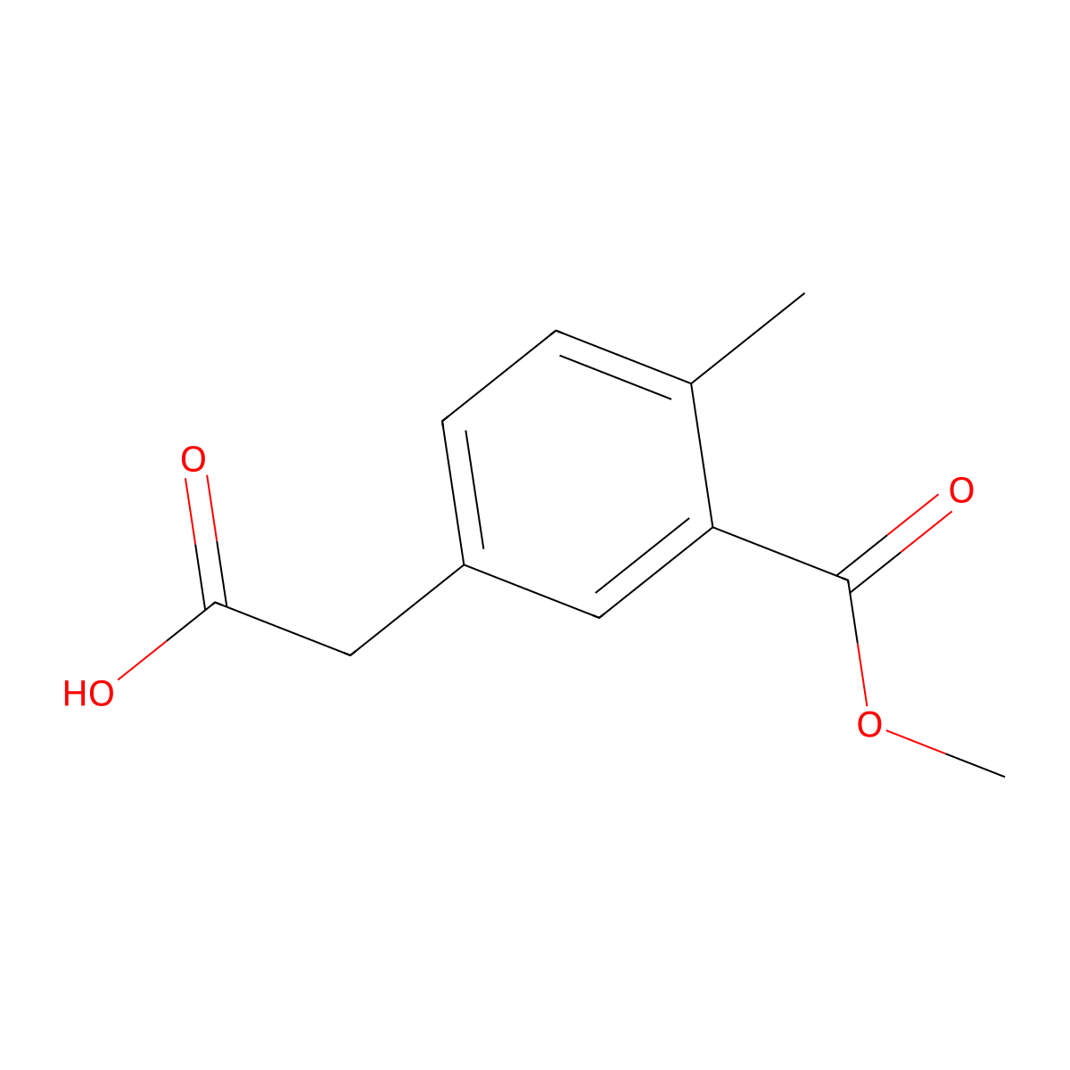 2-(3-Methoxycarbonyl-4-methylphenyl)acetic acid molecular structure, CAS 2383515-72-6