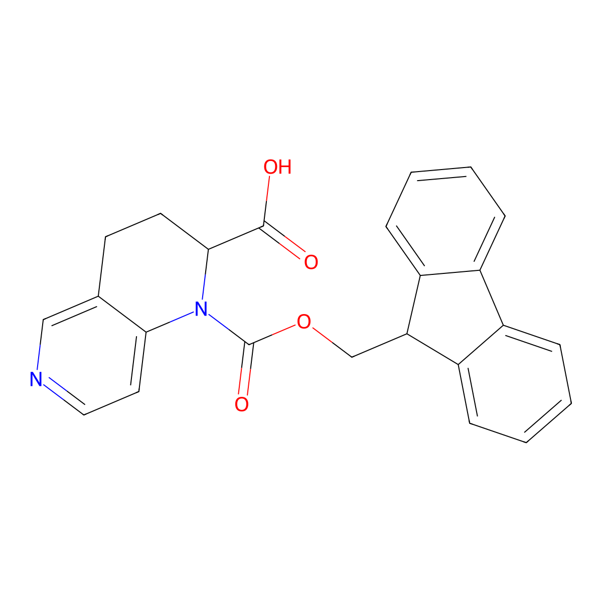 1-{[(9H-fluoren-9-yl)methoxy]carbonyl}-1,2,3,4-tetrahydro-1,6-naphthyridine-2-carboxylic acid molecular structure, CAS 2383516-48-9