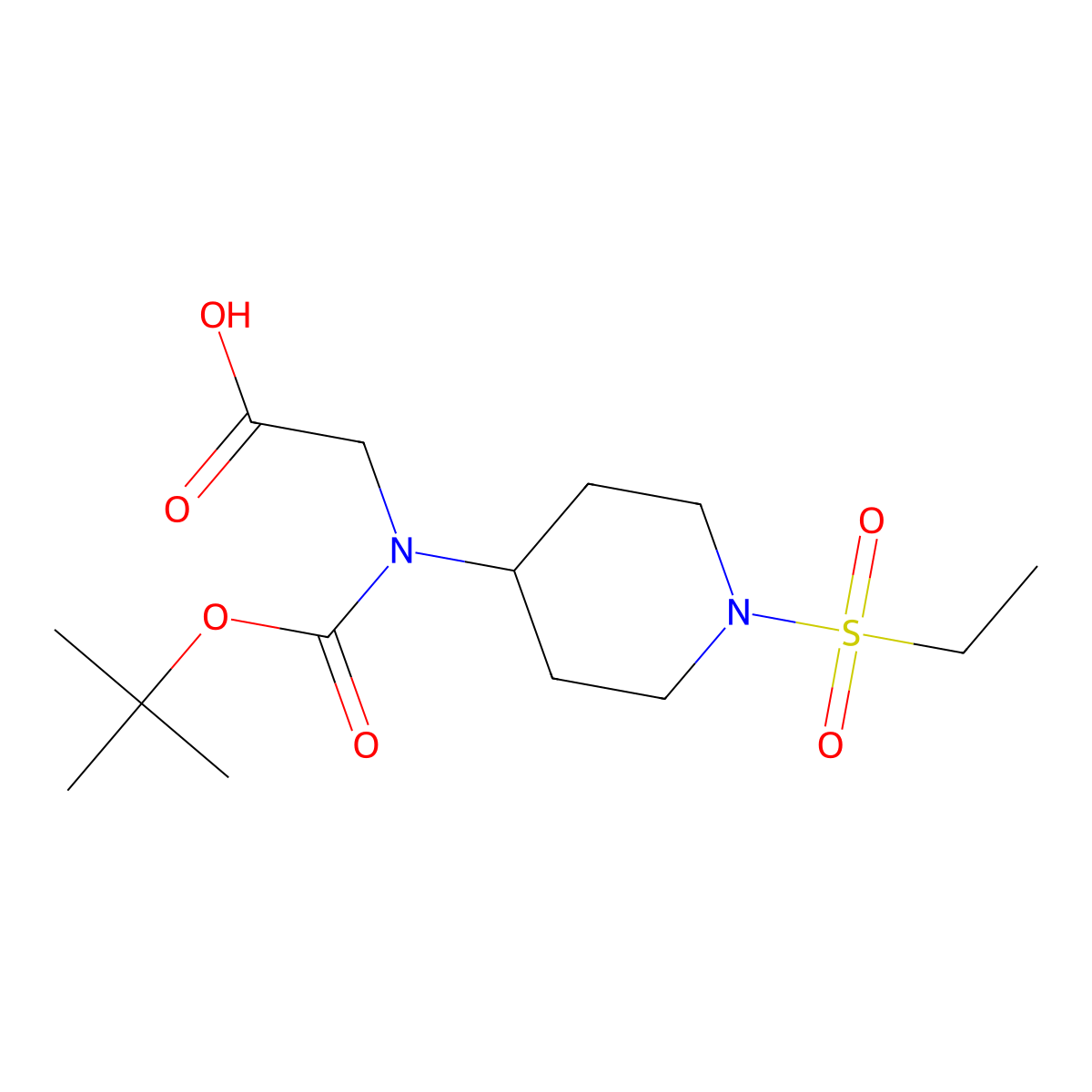 2-{[(Tert-butoxy)carbonyl][1-(ethanesulfonyl)piperidin-4-yl]amino}acetic acid molecular structure, CAS 2383517-41-5