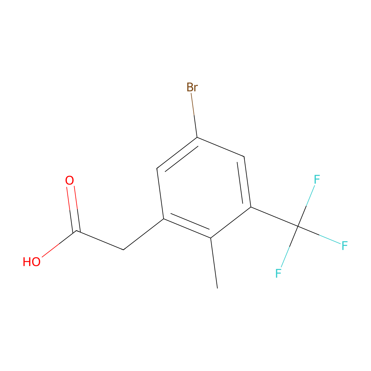 5-Bromo-2-methyl-3-(trifluoromethyl)phenylacetic acid molecular structure, CAS 2383520-58-7